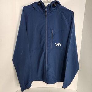 RVCA Men's Deep Blue Hooded Windbreaker Jacket
